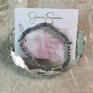 Iridescent and silver Bead stretch bracelet by Jessica Simpson